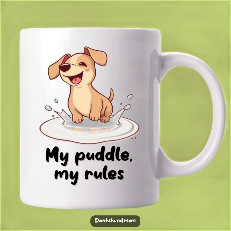 Funny Kawaii Dachshund Puddle Splash Mug - Adorable Wiener Dog Gift for Dachshund Lovers