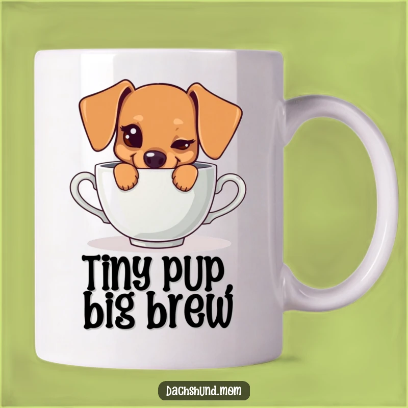 Funny Kawaii Dachshund Teacup Mug: Mischievous Wink, Cute & Hilarious Gift