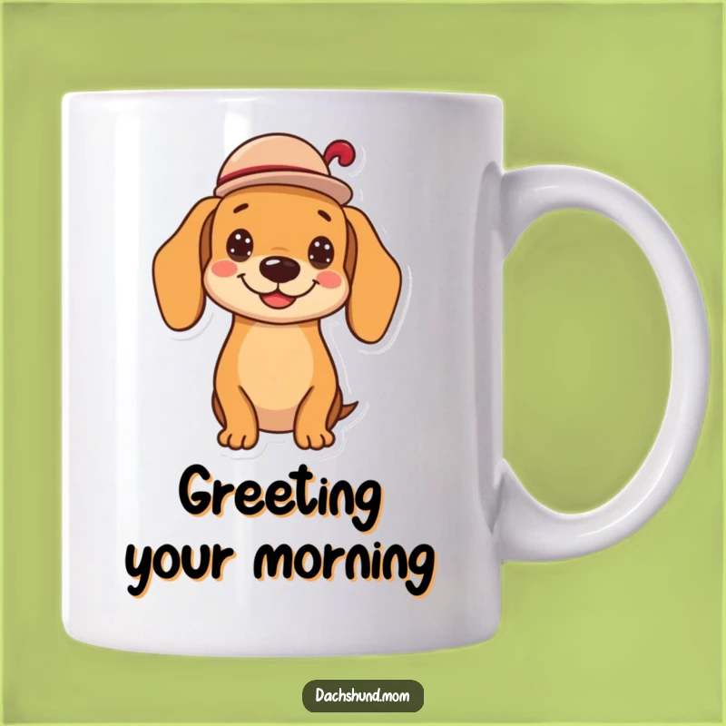 Funny Kawaii Dachshund Tipping Hat Mug - Cheerful Wiener Dog Gift