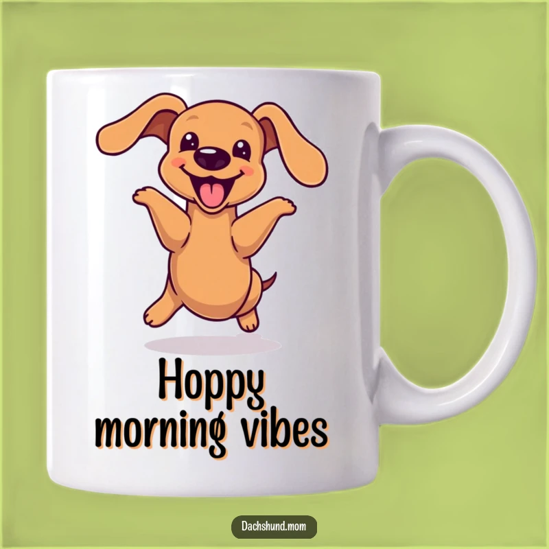 Funny Kawaii Dachshund Joyful Hop Mug - Energetic Wiener Dog Gift