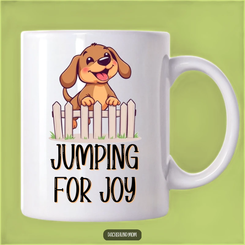Funny Kawaii Dachshund Leap Mug: Joyful Jump, Perfect Gift for Dog Lovers