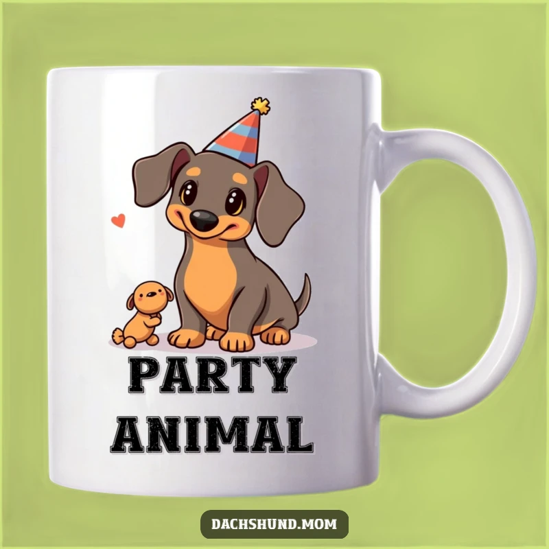 Funny Kawaii Dachshund Party Mug: Juggling Dog Gift for Festive Fun