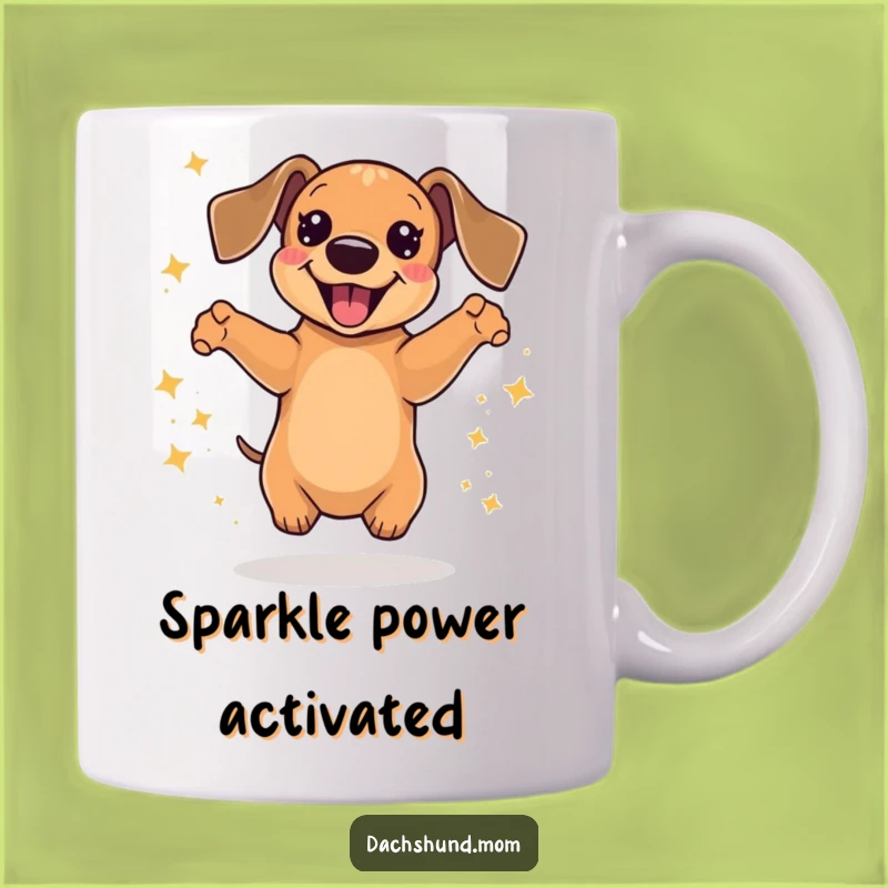 Funny Kawaii Dachshund Mug: Pure Delight Jump & Sparkles Gift!