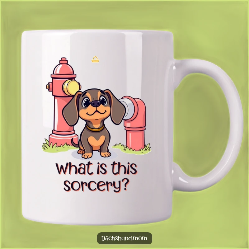 Funny Kawaii Dachshund Hydrant Mug: Lost Dog Reaction, Perfect Funny Gift for Pet Lovers!