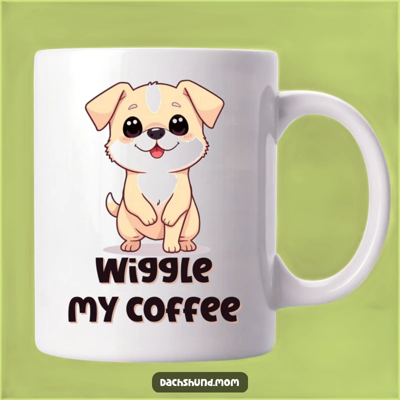 Funny Long Dog Tail Wag Mug - Enthusiastic Wiener Dog Lover's Gift