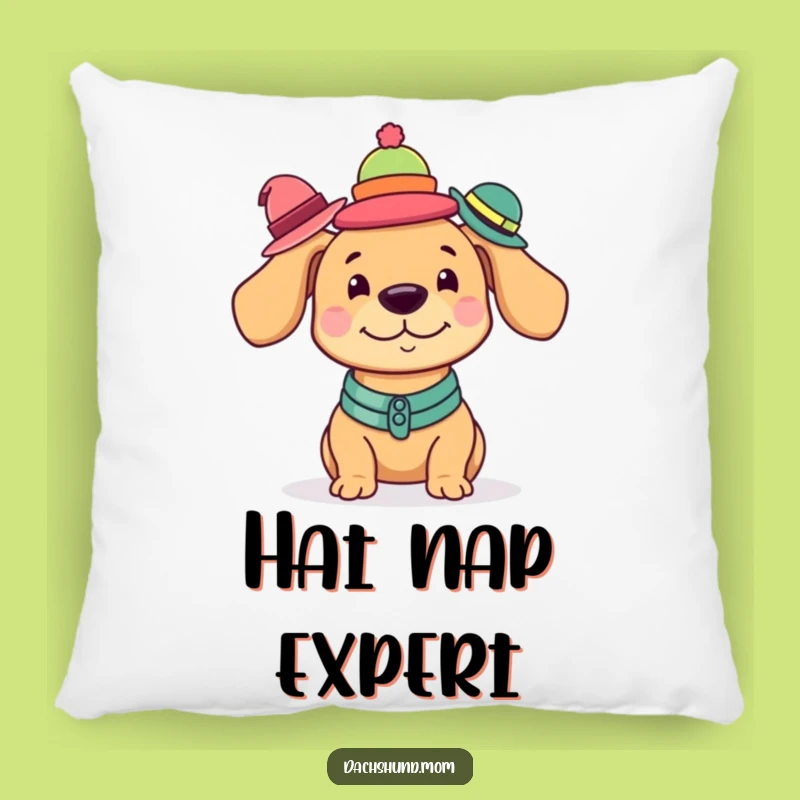 Comfy Funny Kawaii Dachshund Pillow: Hat Stack Fun, Cozy Gift