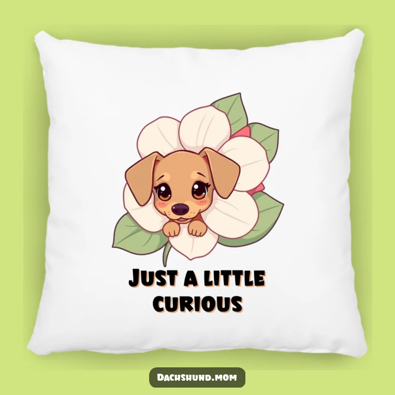 Cozy Funny Kawaii Dachshund Pillow - Cute Flower Peek Cushion Gift