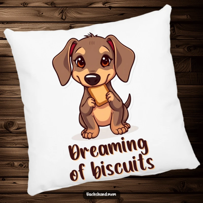 Funny Kawaii Dachshund Pillow: A determined kawaii dachshund reaching for a treat, perfect for adding a touch of cute mischief.