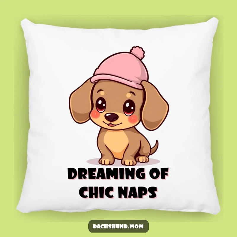 Funny Kawaii Dachshund Hat Pillow: Plush Comfort with Dapper Charm