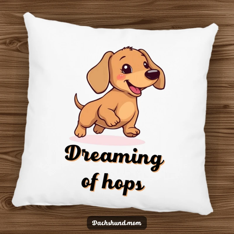 Funny Dachshund Pillow: A soft pillow featuring a wiener dog doing a comical and energetic little hop.