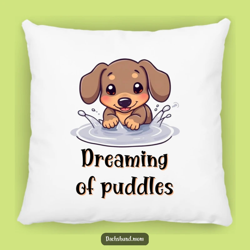 Funny Kawaii Dachshund Puddle Splash Pillow - Cozy Dog Comfort