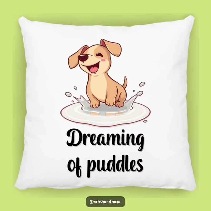 Funny Kawaii Dachshund Puddle Splash Pillow - Cozy Wiener Dog Accent Cushion Gift