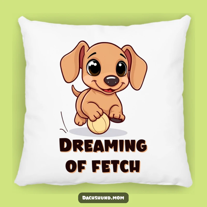 Funny Kawaii Dachshund Ball Chase Pillow - Cute Wiener Dog Accent