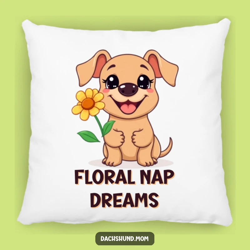 Funny Kawaii Dachshund Flower Pillow: Cuddle Up with a Happy Pup, Cute Gift!
