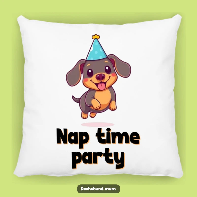 Funny Kawaii Dachshund Party Pillow: Cozy Celebration Accent, Perfect Gift
