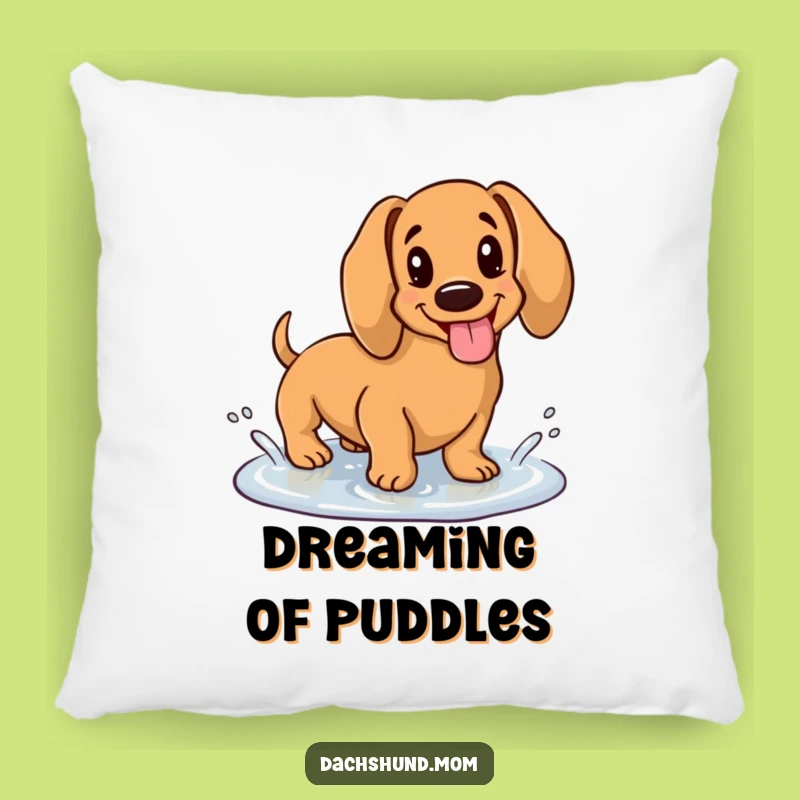 Funny Kawaii Dachshund Puddle Pillow: Happy Cushion, Cozy & Cute