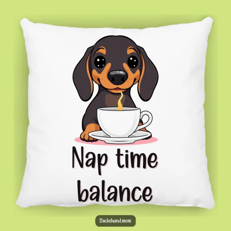 Funny Dachshund Teacup Balance Pillow - Cute Wiener Dog Accent for Sofas