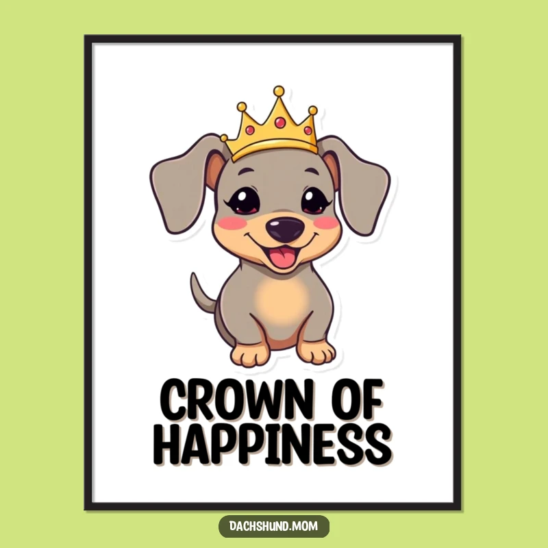 Funny Kawaii Dachshund Digital Art - Royal Printable Decor Gift