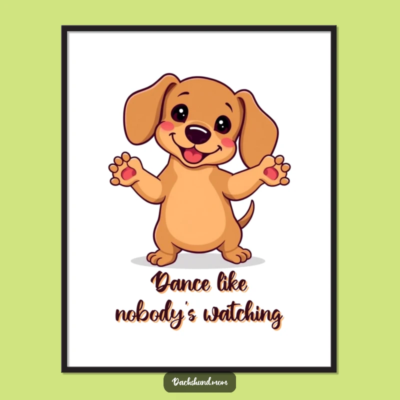 Funny Kawaii Dachshund Dance Digital Art - Instant Hilarious Dog Download