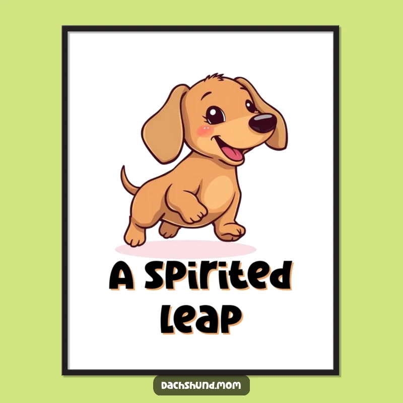 Funny Dachshund Hopping Digital Art - Joyful Wiener Dog Decor