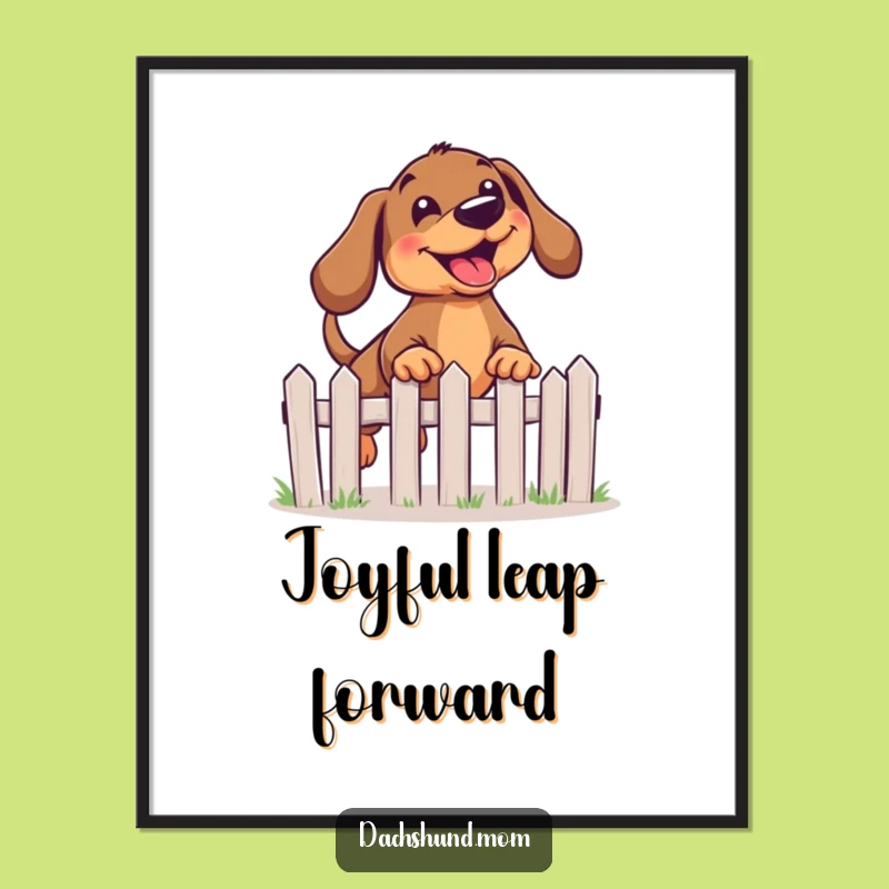 Funny Kawaii Dachshund Art Print: Joyful Leap Instant Energy Gift
