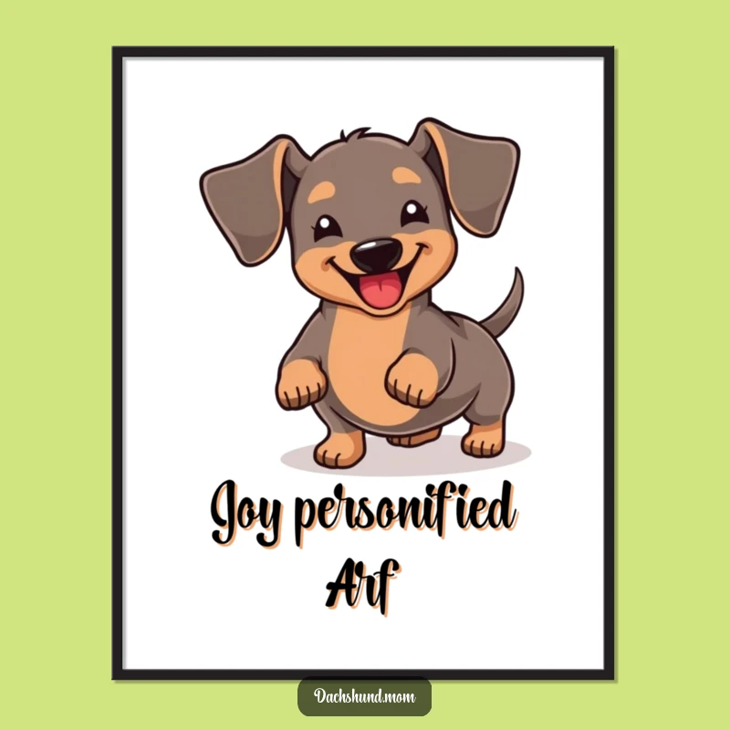 Funny Kawaii Dachshund Joyful Tail Wiggle Digital Art - Instant Happy Decor