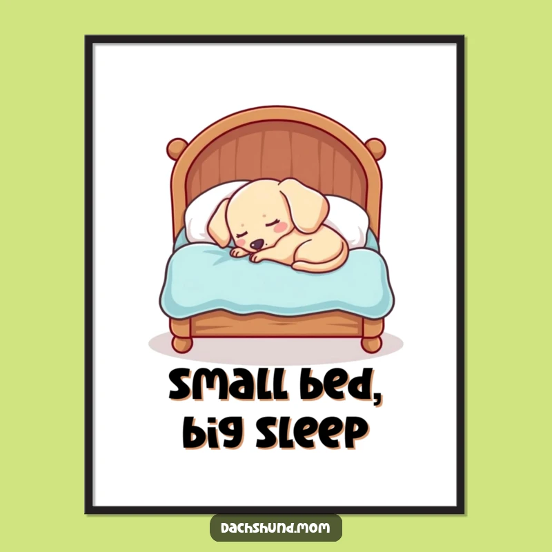 Funny Sleepy Dachshund Digital Art: Kawaii Dachshund Nap Scene, Instant Download Funny Gift!