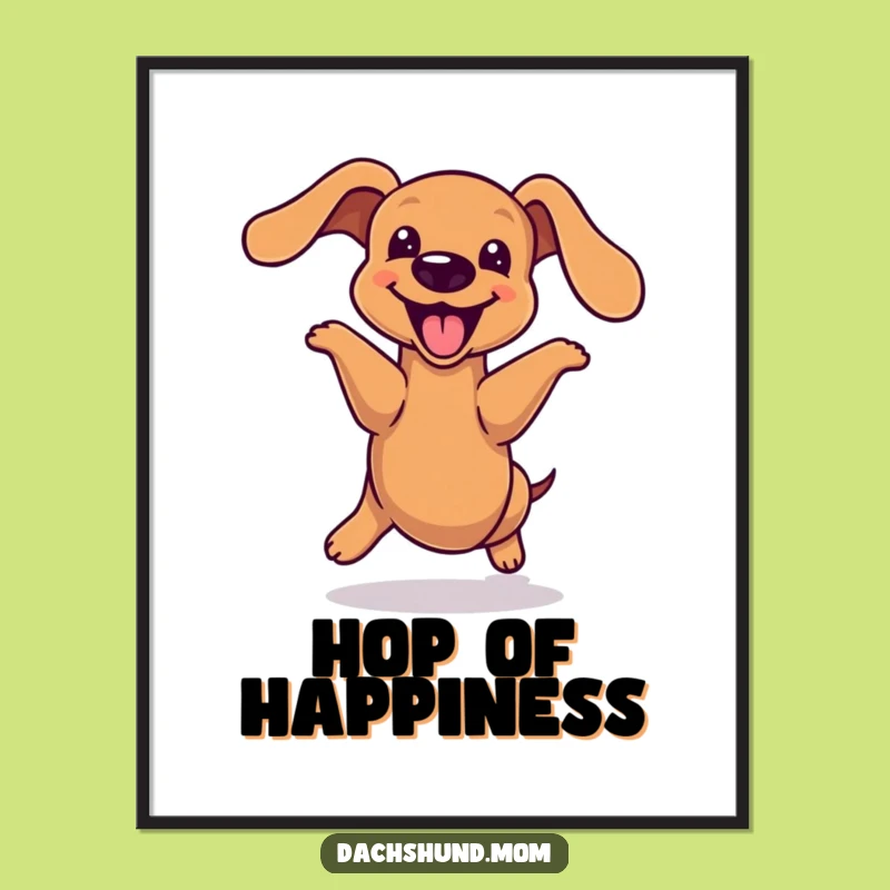 Funny Kawaii Dachshund Hop Digital Art - Energetic Wiener Dog Print