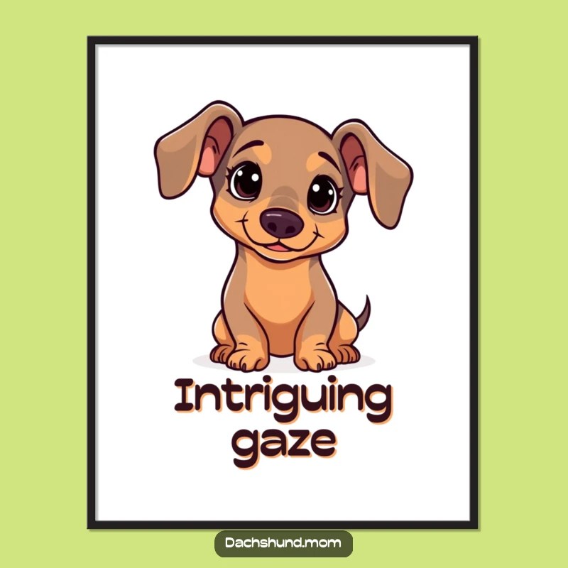 Funny Kawaii Dachshund Head Tilt Digital Art - Curious Wiener Dog Printable Gift