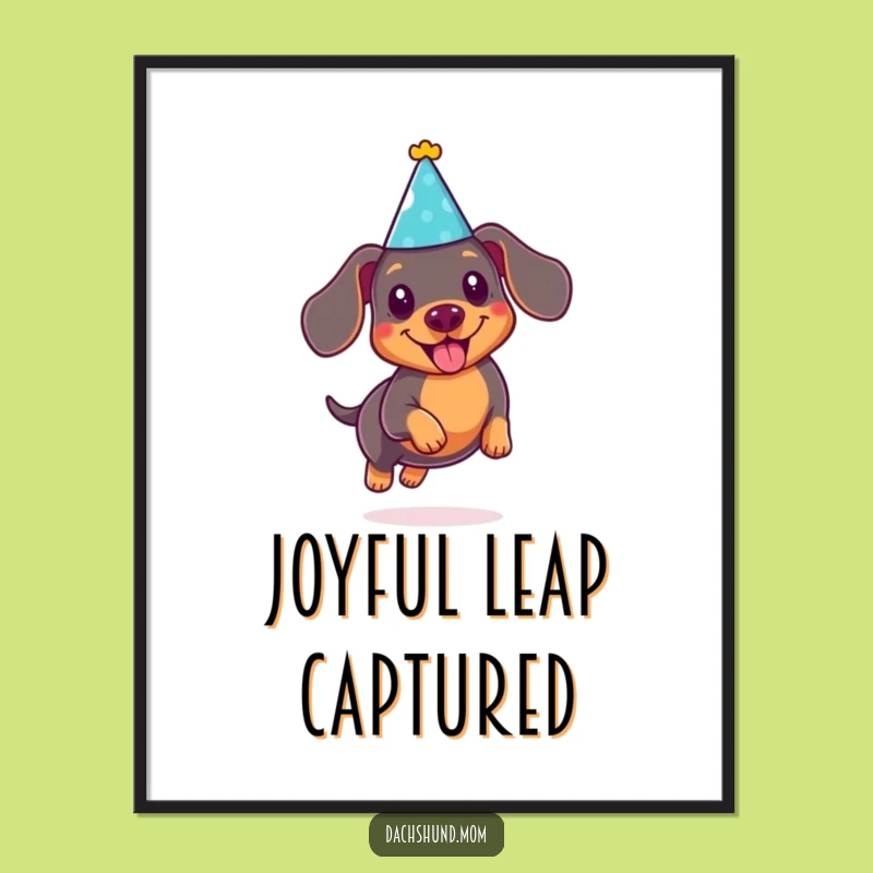 Funny Kawaii Dachshund Party Digital Art: Joyful Celebration Decor, Gift