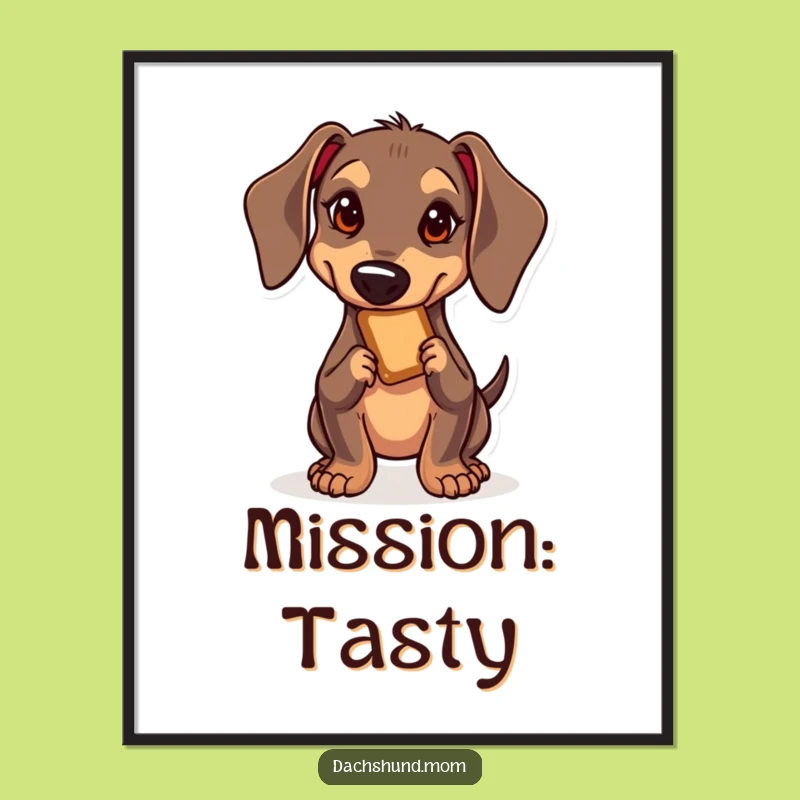 Funny Kawaii Dachshund Treat Heist Digital Art - Instant Hilarious Dog Download