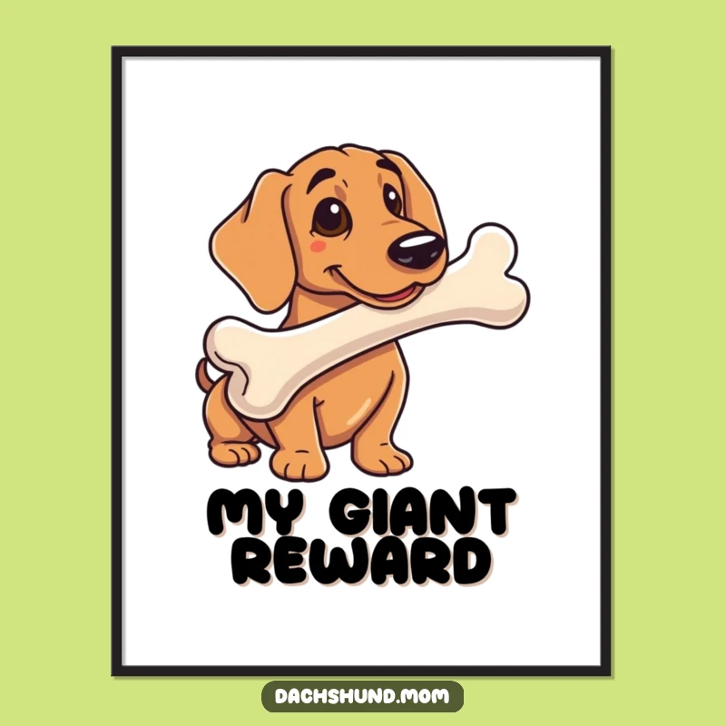 Funny Dachshund Bone Digital Art: Whimsical Sausage Dog Print