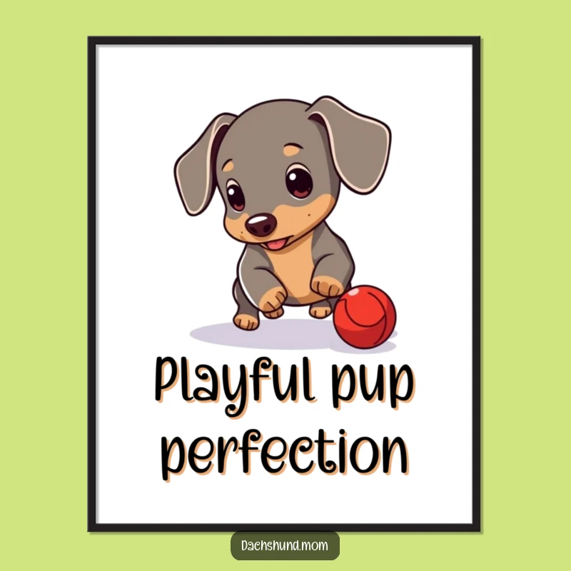 Funny Dachshund Cub Art Print: Playful Pup Action - Charming Funny Gift!