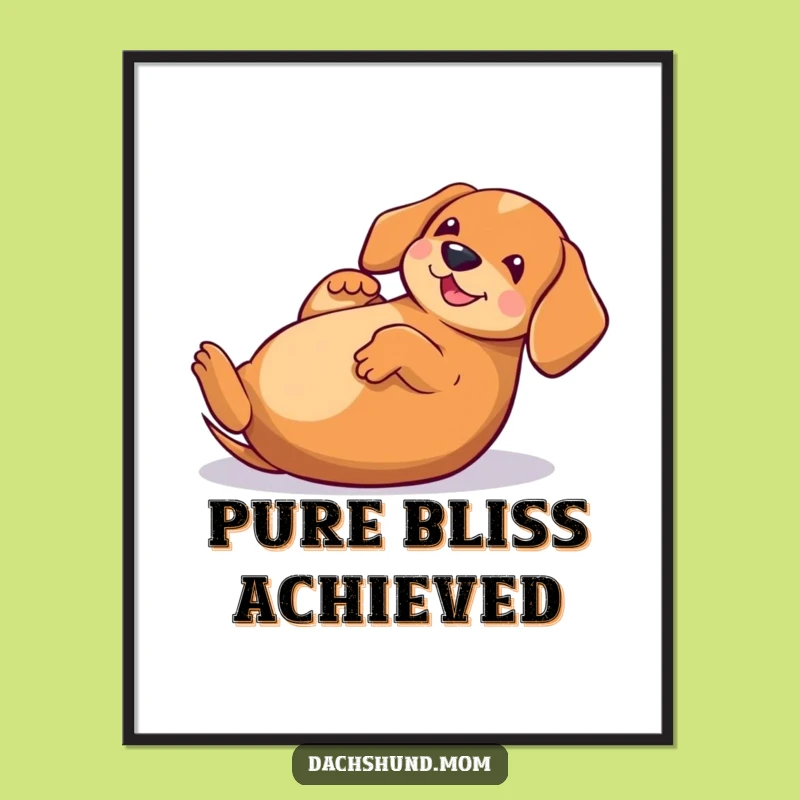 Funny Kawaii Dachshund Rolling Digital Art: Instant Hilarious Dog Decor