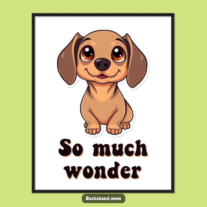 Funny Kawaii Dachshund Digital Art Print: Sparkling Wonder for Instant Decor