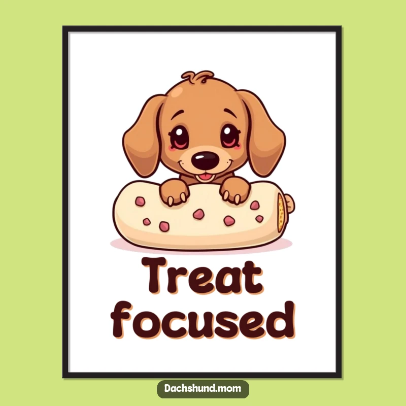 Funny Kawaii Dachshund Treat Peek Digital Art - Wiener Dog Printable Gift