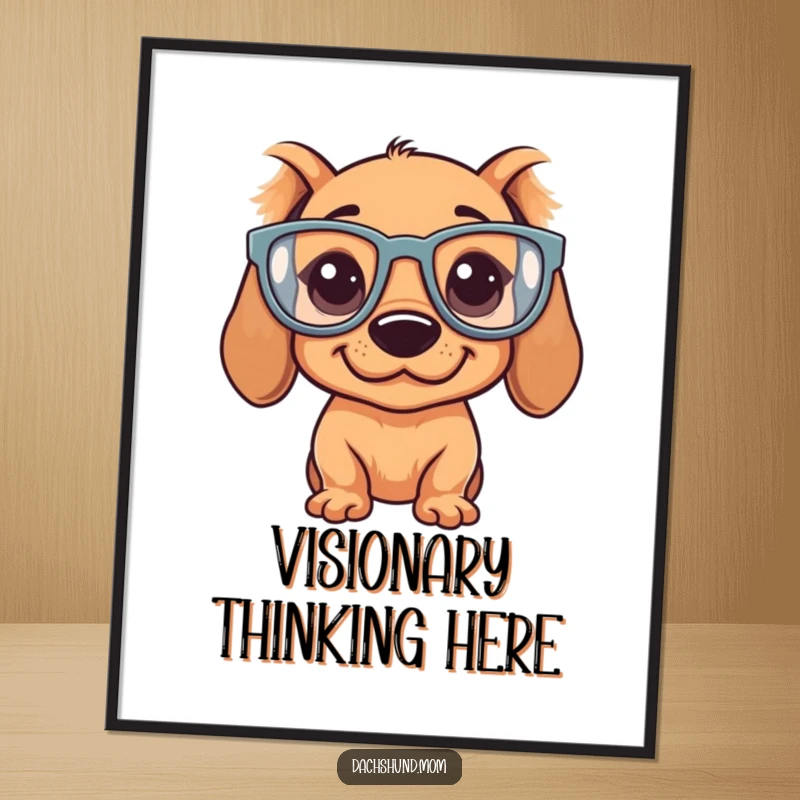 Funny Kawaii Dachshund Digital Art: A downloadable image of a silly dachshund with oversized, comical glasses.