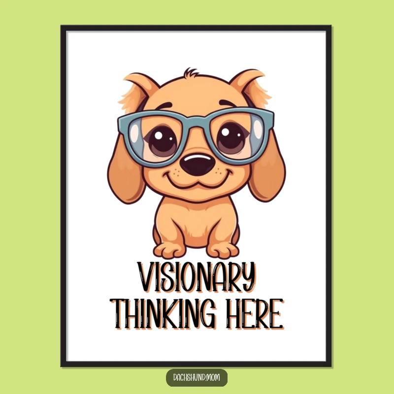 Funny Kawaii Dachshund Digital Art - Silly Glasses, Instant Humor Download