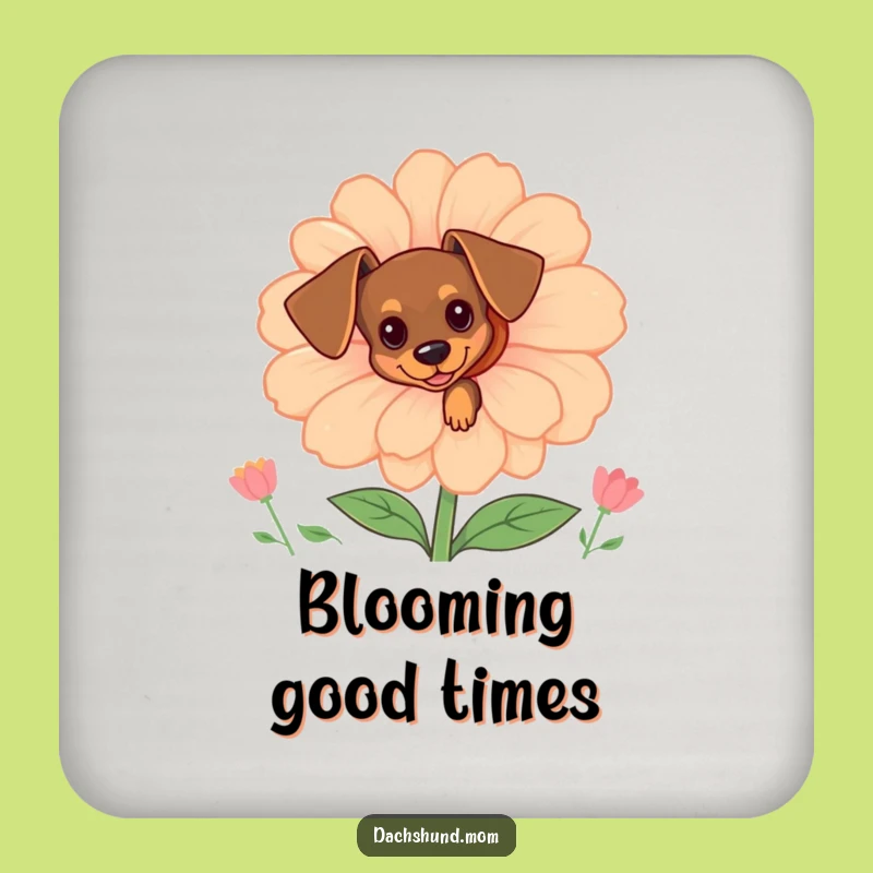 Funny Tiny Dachshund Flower Peek Coaster Set: Protect Surfaces with Hidden Charm