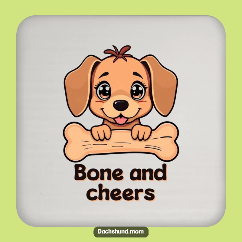 Funny Kawaii Dachshund Coaster: Bone Peek Decor, Quirky Gift