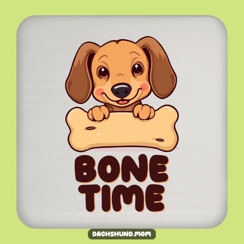 Funny Kawaii Dachshund Coaster: Cute Bone Peek Drink Protector