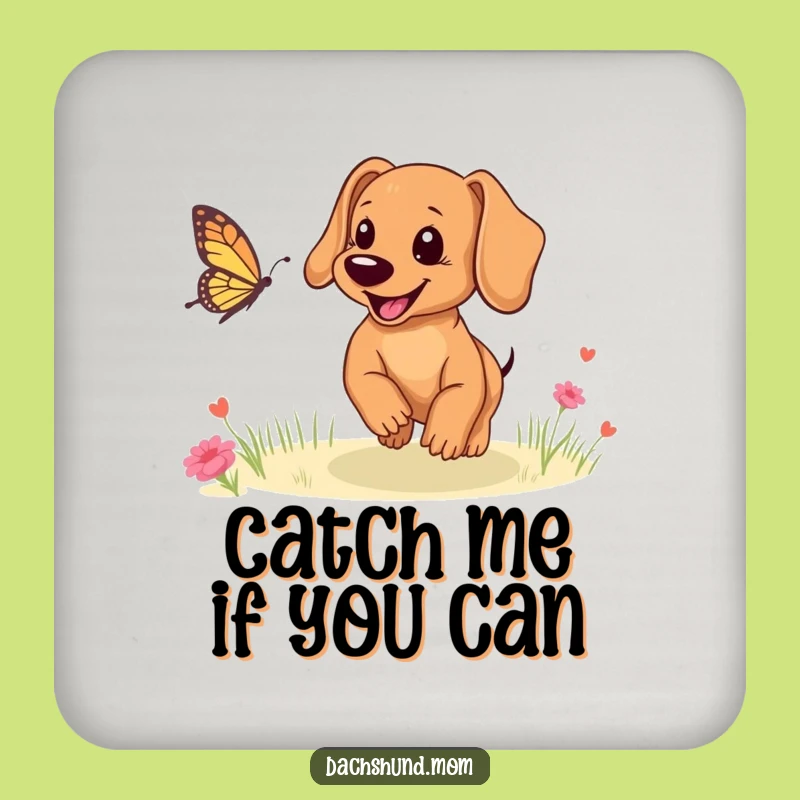 Funny Dachshund Puppy Butterfly Coasters: Protect Surfaces with Humor