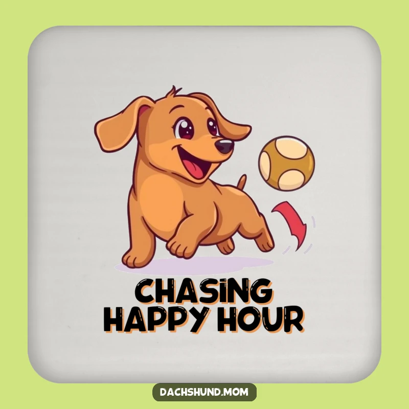 Funny Wiener Dog Ball Chase Coaster - Protect Surfaces Hilariously Dachshund Gift