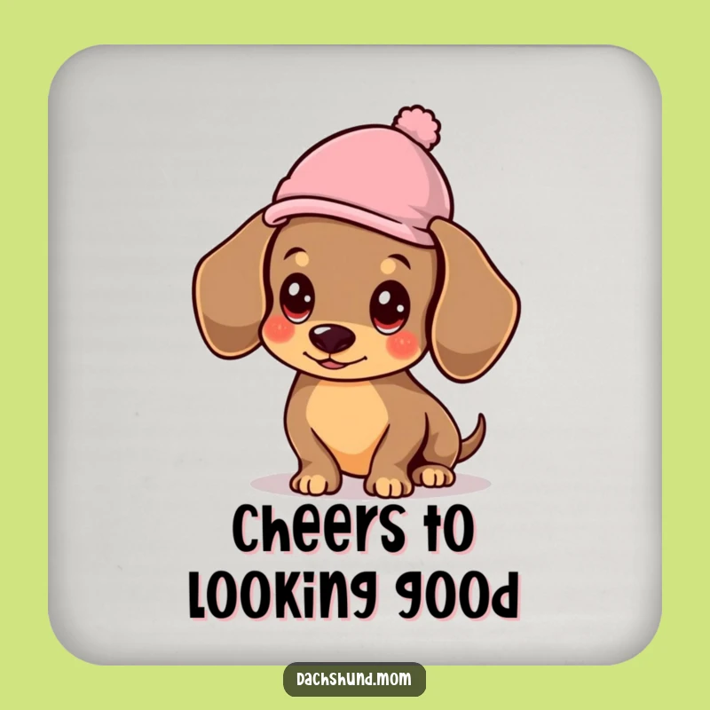 Funny Kawaii Dachshund Hat Coasters: Stylish Protection with Canine Charm