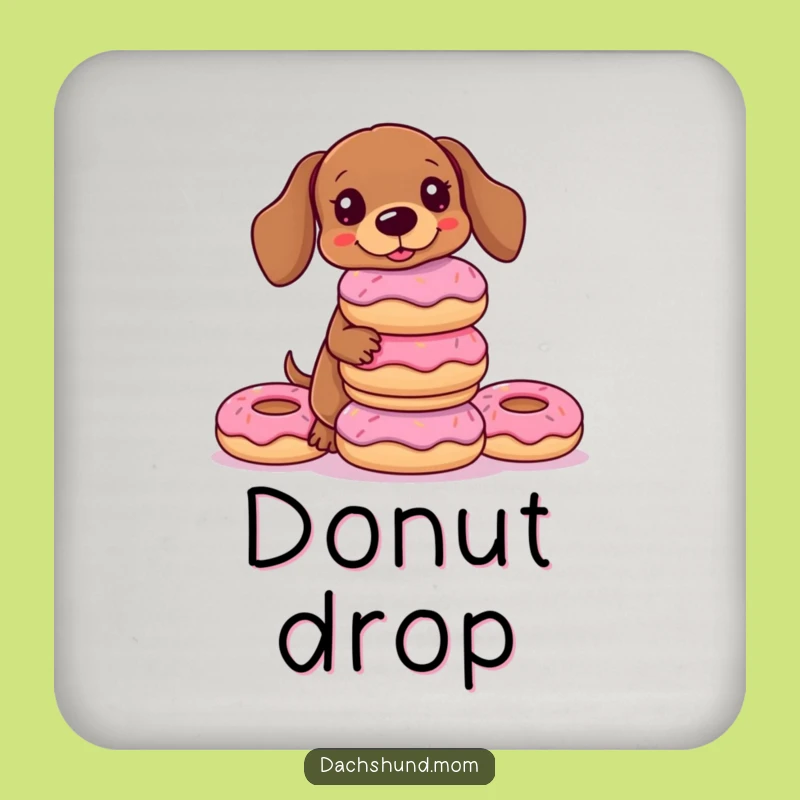 Kawaii Dachshund Donut Coaster: Funny Balancing Act for Your Drinks