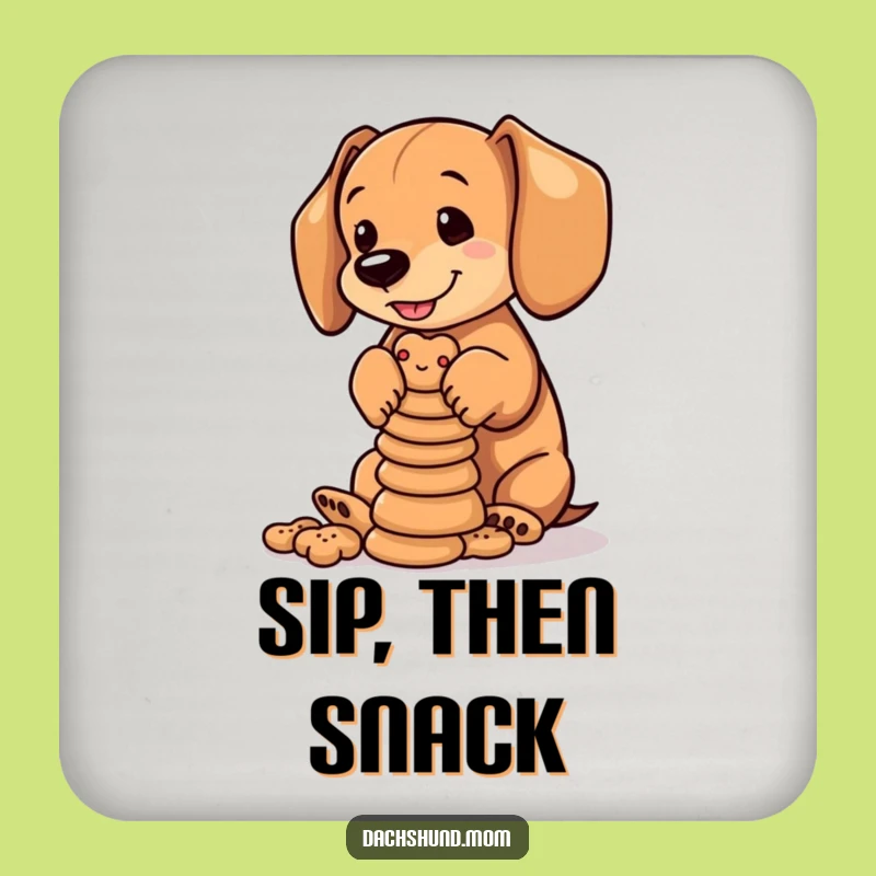 Funny Dachshund Biscuits Coasters: Cub's Treat Balance Protection - Great Funny Gift!