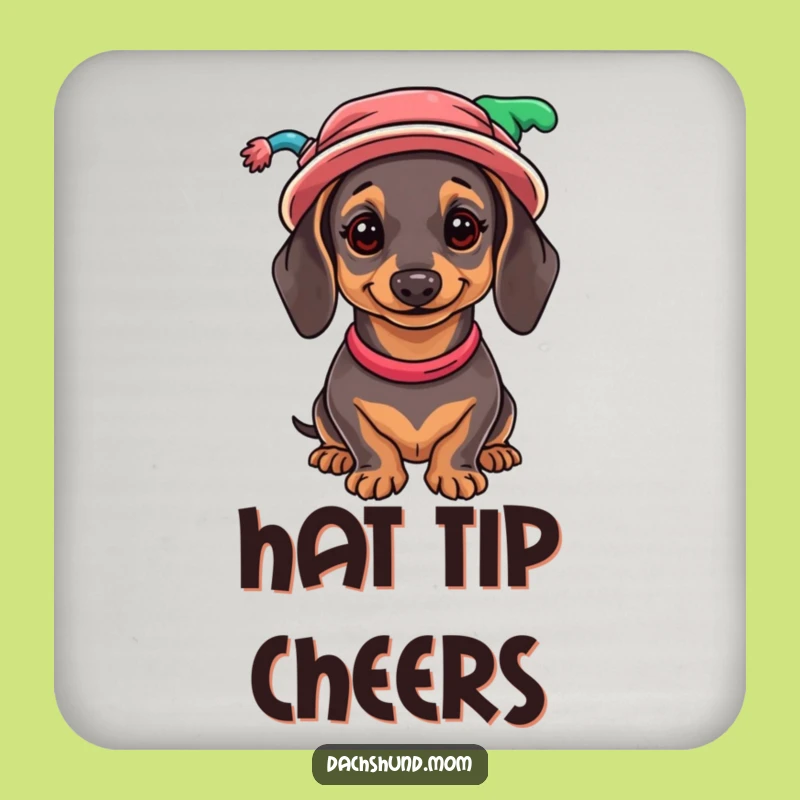 Funny Dachshund Hat Collection Coaster - Table Protector Style