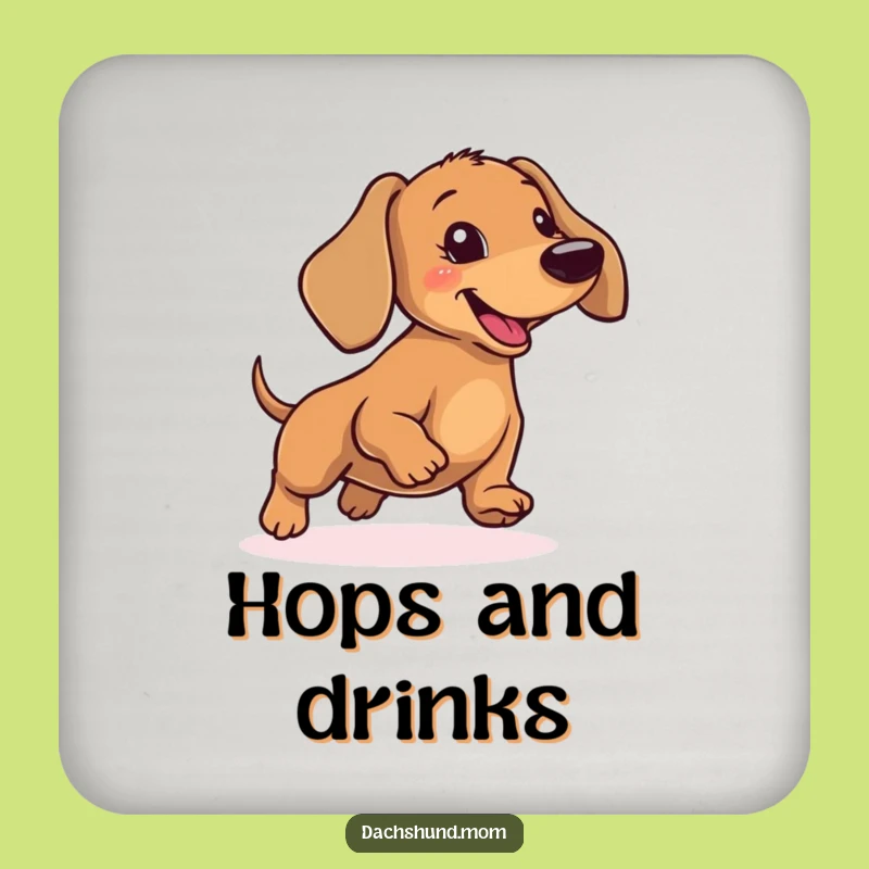 Funny Dachshund Hopping Coaster - Table Protector Fun