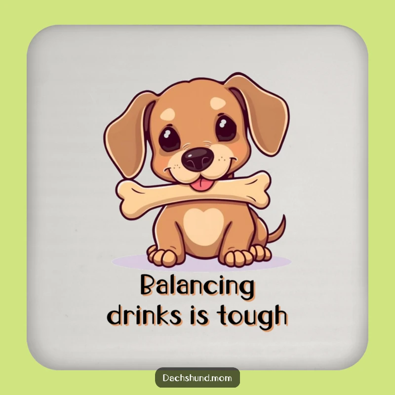 Funny Kawaii Dachshund Coaster Set: Balance Master Protection, Perfect Cute Funny Gift!
