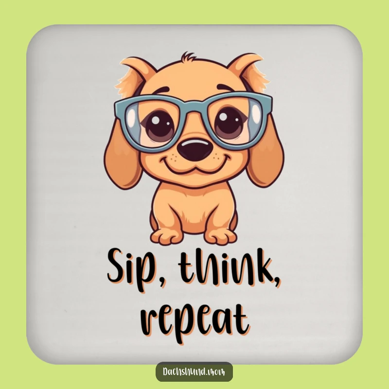 Funny Kawaii Dachshund Coaster - Silly Glasses, Protect Surfaces with Humor